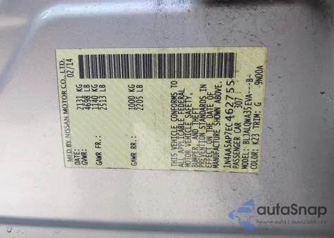 2014 Nissan Maxima 3.5 S/3.5 Sv from USA, damaged, VIN 1N4AA5AP7EC462755